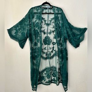 She & Sky lace duster, kimono, lingerie topper, or swimsuit coverup. M/L